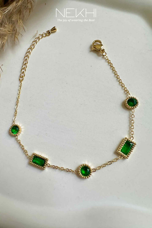 Emerald Stud Charm Bracelet