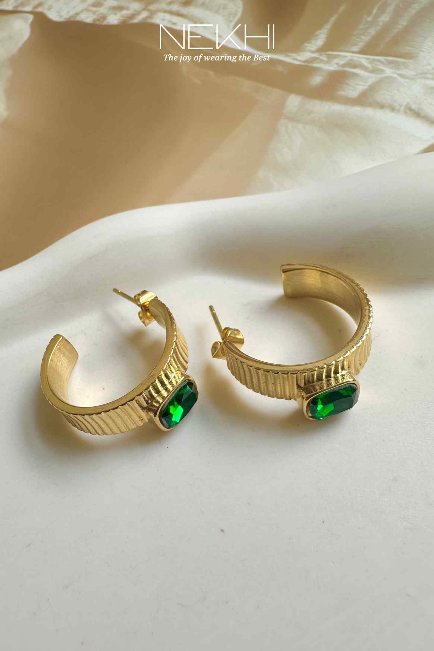 Emerald Crystal Hoops