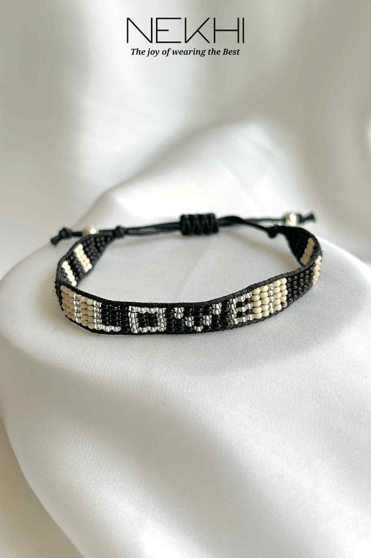 Black Beaded Adjustable Bracelet