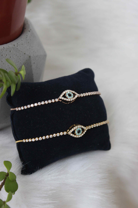 Tiny Blingy Evil Eye Bracelet